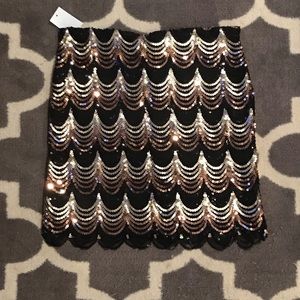 Black, Copper, and Gold Sequin Bodycon Skirt